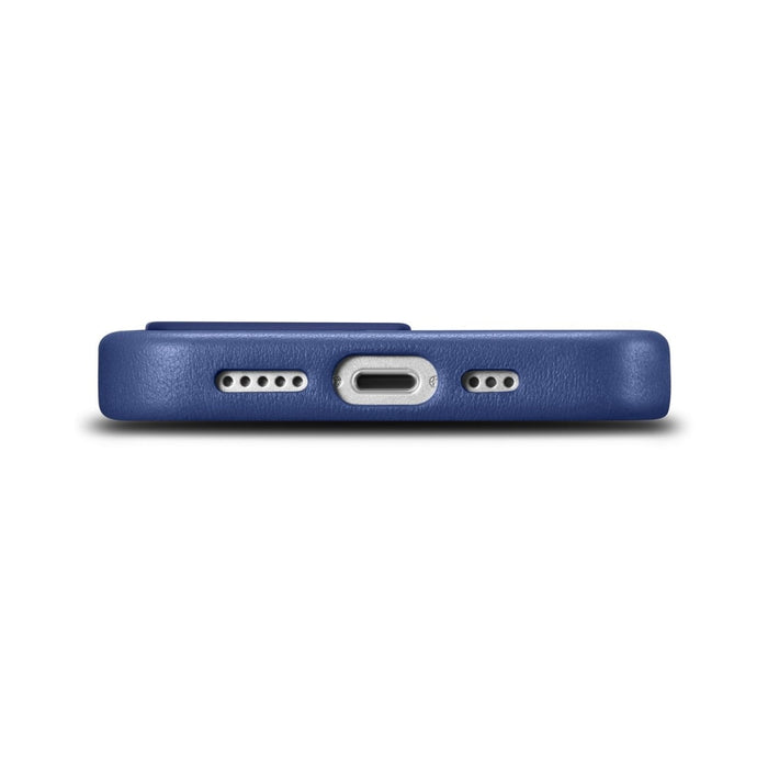 Кейс от естествена кожа iCarer за iPhone 14 Pro Max, син (WMI14220708-BU) (съвместим с MagSafe)
