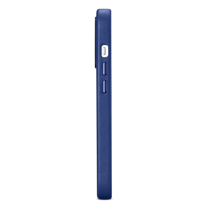 Кейс от естествена кожа iCarer за iPhone 14 Pro Max, син (WMI14220708-BU) (съвместим с MagSafe)