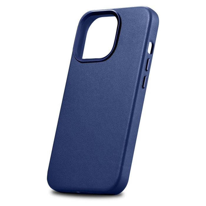Кейс от естествена кожа iCarer за iPhone 14 Pro Max, син (WMI14220708-BU) (съвместим с MagSafe)