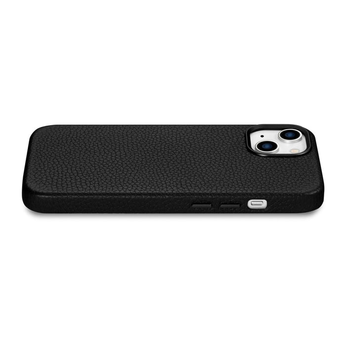 Кейс от естествена кожа iCarer Litchi Premium за iPhone 14, магнитен, съвместим с MagSafe, Черен (WMI14220709-BK)