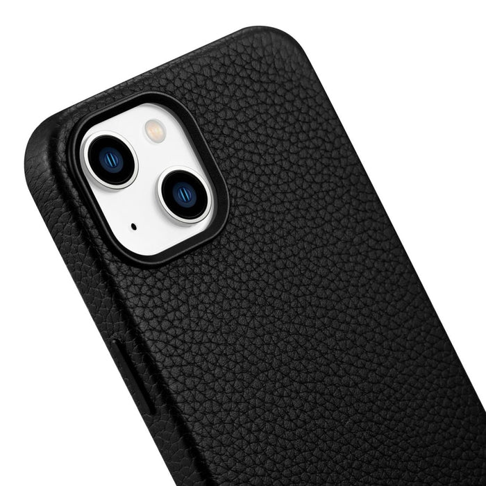 Кейс от естествена кожа iCarer Litchi Premium за iPhone 14, магнитен, съвместим с MagSafe, Черен (WMI14220709-BK)