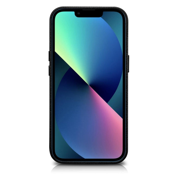 Кейс от естествена кожа iCarer Litchi Premium за iPhone 14, магнитен, съвместим с MagSafe, Черен (WMI14220709-BK)