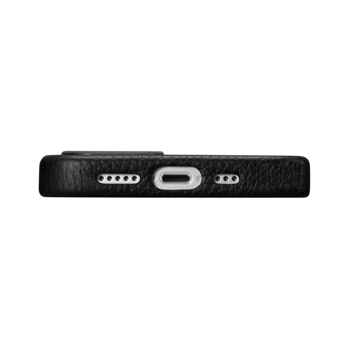 Кейс от естествена кожа iCarer Litchi Premium за iPhone 14, магнитен, съвместим с MagSafe, Черен (WMI14220709-BK)