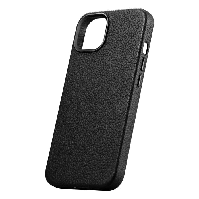 Кейс от естествена кожа iCarer Litchi Premium за iPhone 14, магнитен, съвместим с MagSafe, Черен (WMI14220709-BK)