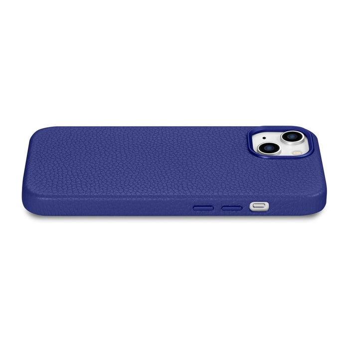 Кейс от естествена кожа iCarer Litchi Premium за iPhone 14, магнитен, съвместим с MagSafe, Тъмносин (WMI14220709-DB)