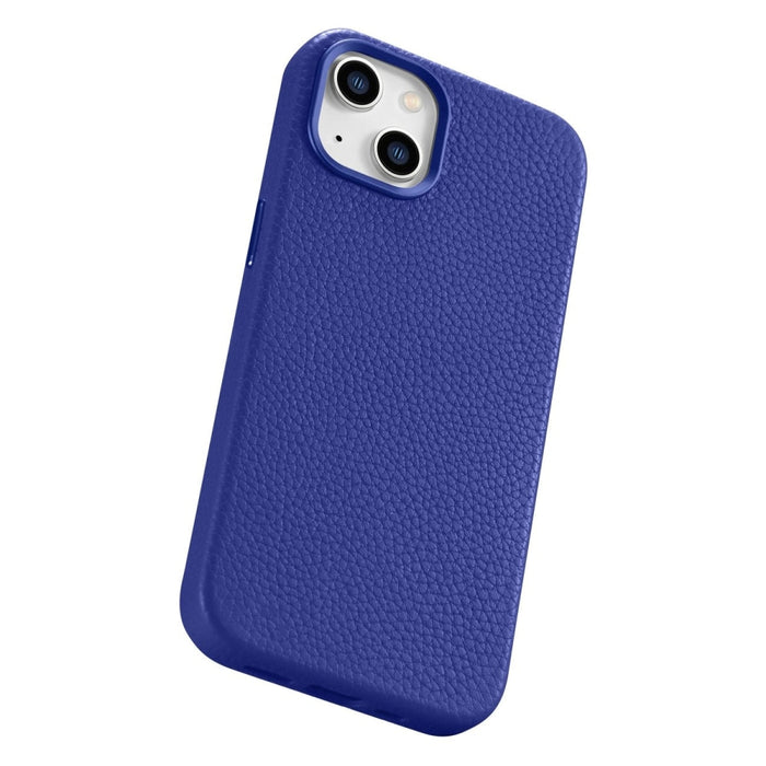 Кейс от естествена кожа iCarer Litchi Premium за iPhone 14, магнитен, съвместим с MagSafe, Тъмносин (WMI14220709-DB)