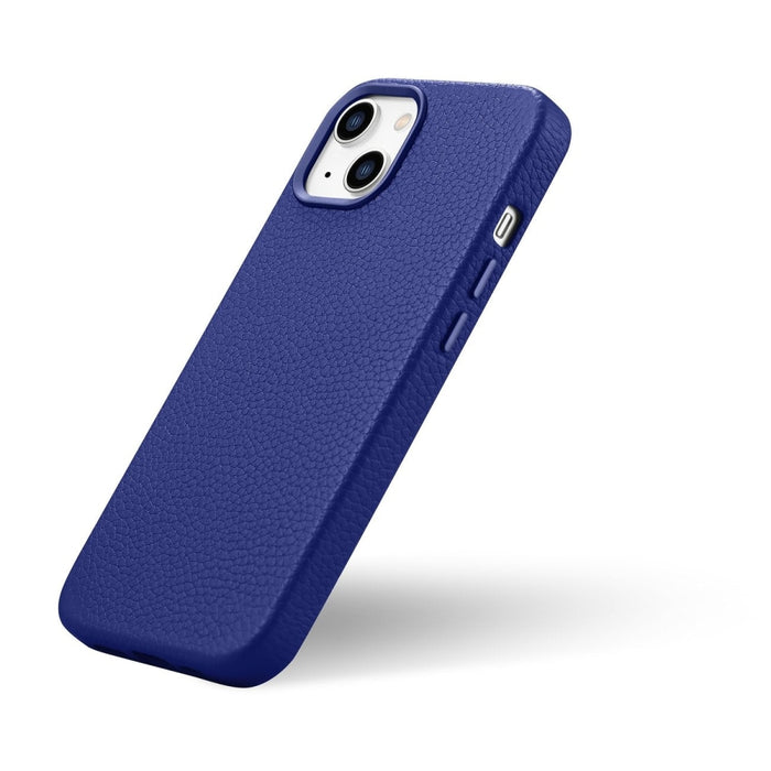 Кейс от естествена кожа iCarer Litchi Premium за iPhone 14, магнитен, съвместим с MagSafe, Тъмносин (WMI14220709-DB)