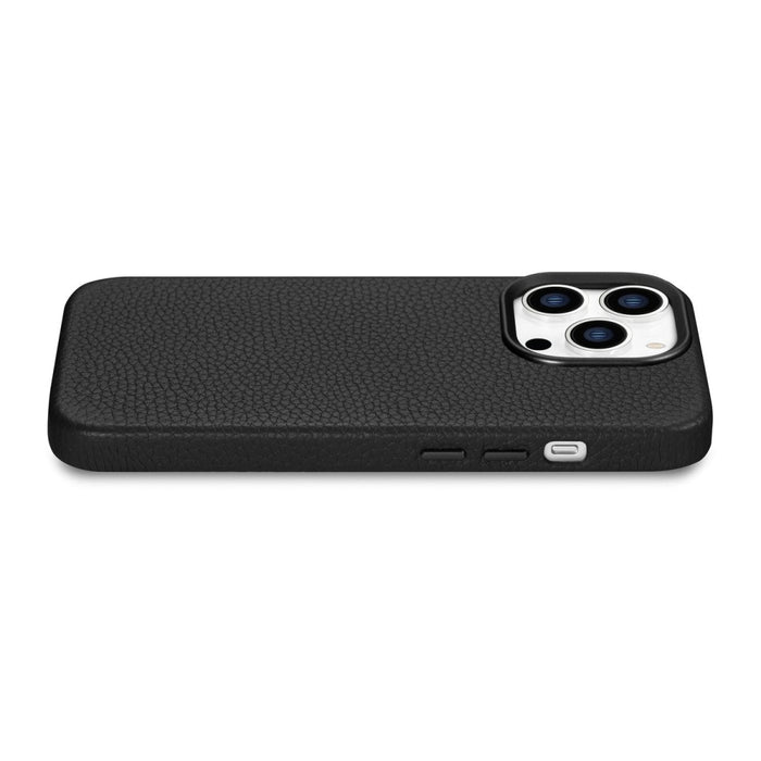 Кейс от естествена кожа iCarer Litchi Premium за iPhone 14 Pro, магнитен, съвместим с MagSafe, Черен (WMI14220710-BK)