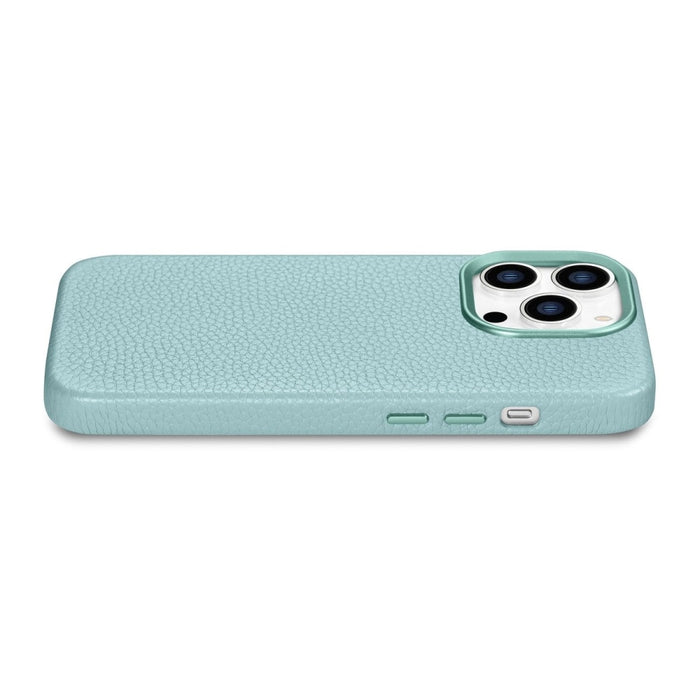 Кейс от естествена кожа iCarer Litchi Premium за iPhone 14 Pro, магнитен, съвместим с MagSafe, Зелен (WMI14220710-GN)