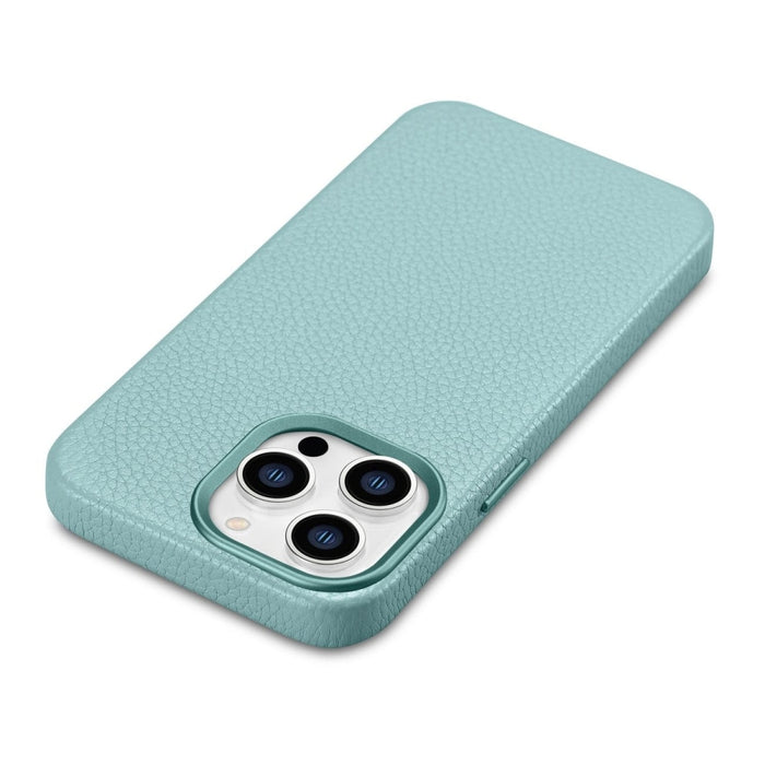 Кейс от естествена кожа iCarer Litchi Premium за iPhone 14 Pro, магнитен, съвместим с MagSafe, Зелен (WMI14220710-GN)