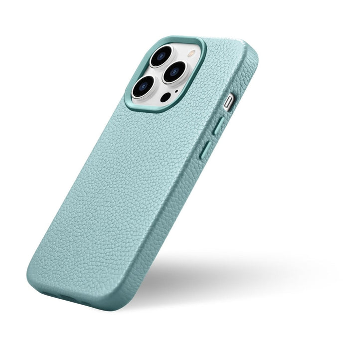 Кейс от естествена кожа iCarer Litchi Premium за iPhone 14 Pro, магнитен, съвместим с MagSafe, Зелен (WMI14220710-GN)