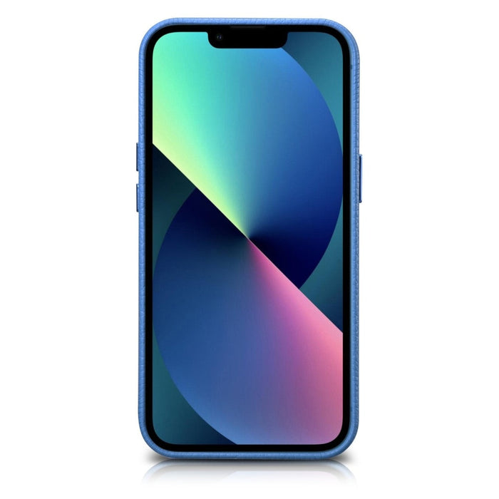 Кейс от естествена кожа iCarer Litchi Premium за iPhone 14 Plus, магнитен, съвместим с MagSafe, Светлосин (WMI14220711-LB)