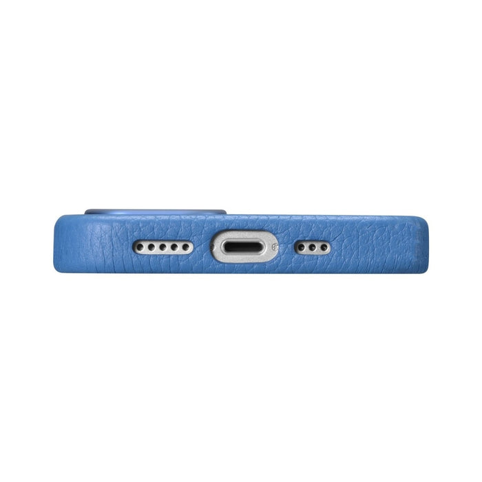 Кейс от естествена кожа iCarer Litchi Premium за iPhone 14 Plus, магнитен, съвместим с MagSafe, Светлосин (WMI14220711-LB)