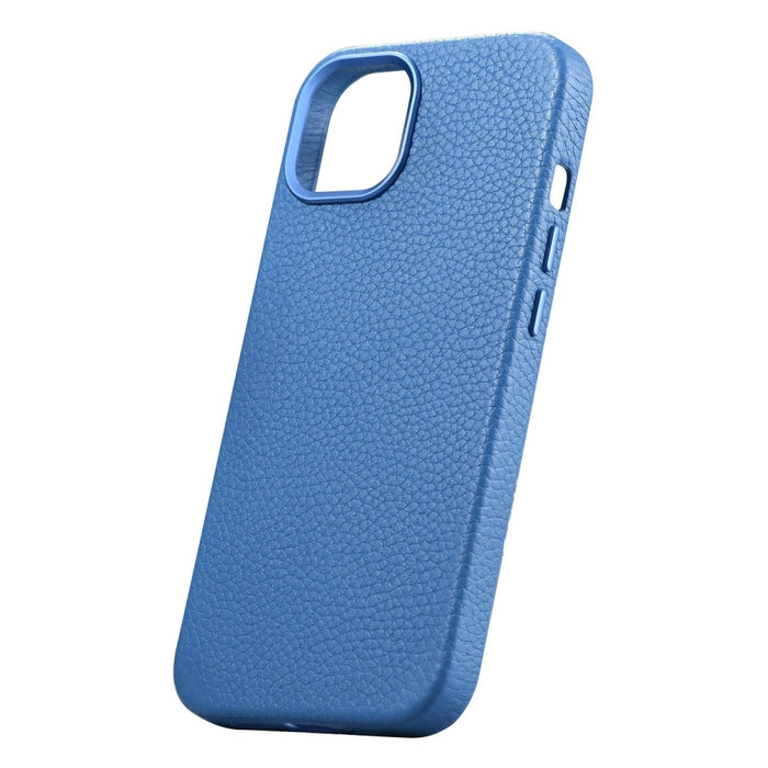 Кейс от естествена кожа iCarer Litchi Premium за iPhone 14 Plus, магнитен, съвместим с MagSafe, Светлосин (WMI14220711-LB)