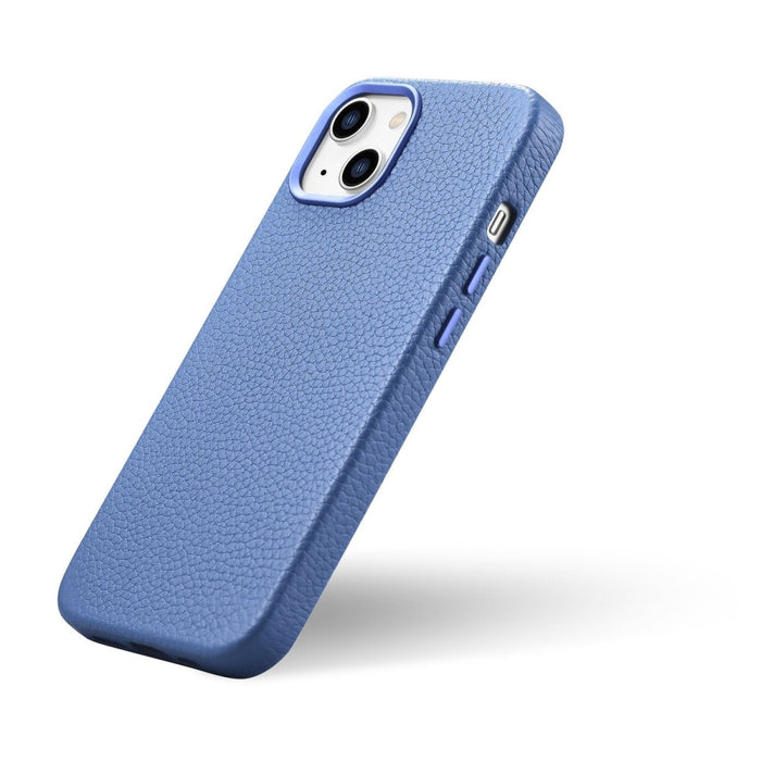 Кейс от естествена кожа iCarer Litchi Premium за iPhone 14 Plus, магнитен, съвместим с MagSafe, Светлосин (WMI14220711-LB)
