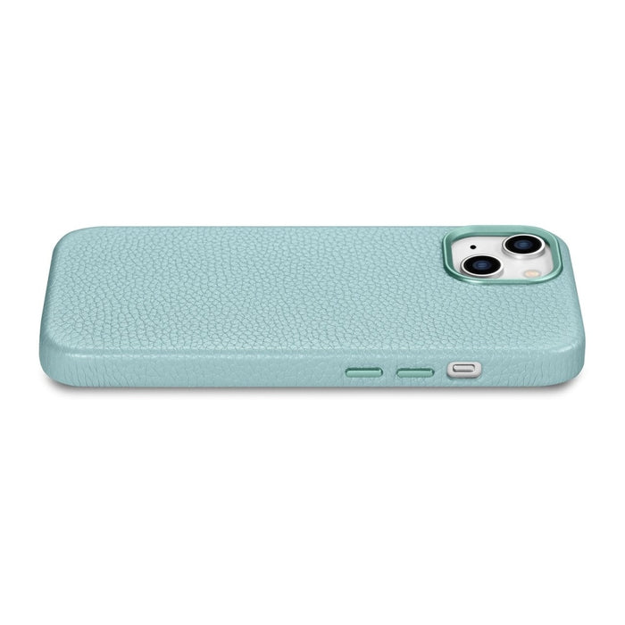 Кейс от естествена кожа iCarer Litchi Premium за iPhone 14 Plus, магнитен, съвместим с MagSafe, Зелен (WMI14220711-GN)