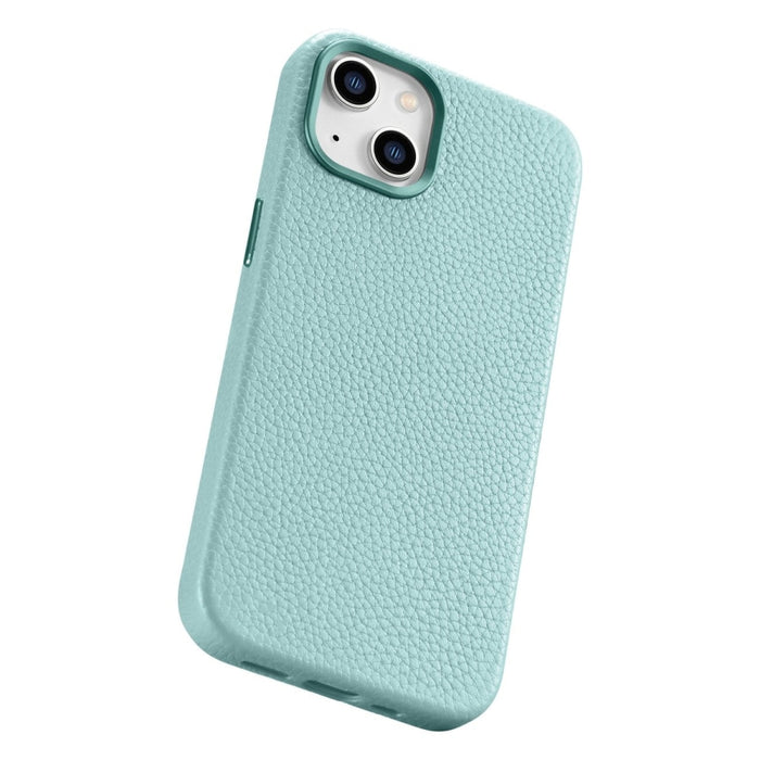 Кейс от естествена кожа iCarer Litchi Premium за iPhone 14 Plus, магнитен, съвместим с MagSafe, Зелен (WMI14220711-GN)