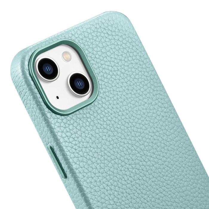 Кейс от естествена кожа iCarer Litchi Premium за iPhone 14 Plus, магнитен, съвместим с MagSafe, Зелен (WMI14220711-GN)