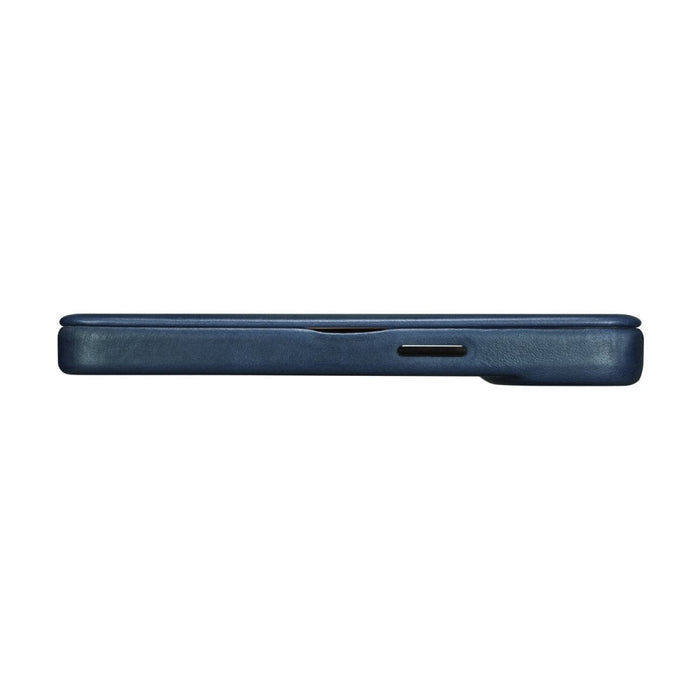Флип Кейс от естествена кожа iCarer CE Oil Wax Premium за iPhone 14, магнитен, съвместим с MagSafe, Син (AKI14220705-BU)