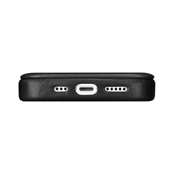 Флип Кейс от естествена кожа iCarer CE Oil Wax Premium за iPhone 14 Pro, магнитен, съвместим с MagSafe, Черен (AKI14220706-BK)