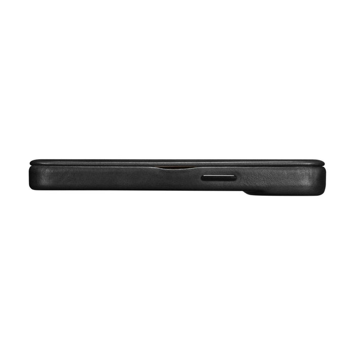 Флип Кейс от естествена кожа iCarer CE Oil Wax Premium за iPhone 14 Pro, магнитен, съвместим с MagSafe, Черен (AKI14220706-BK)