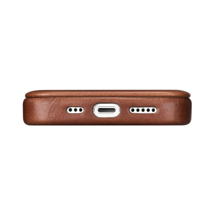 Флип Кейс от естествена кожа iCarer CE Oil Wax Premium за iPhone 14 Pro, магнитен, съвместим с MagSafe, Кафяв (AKI14220706-BN)