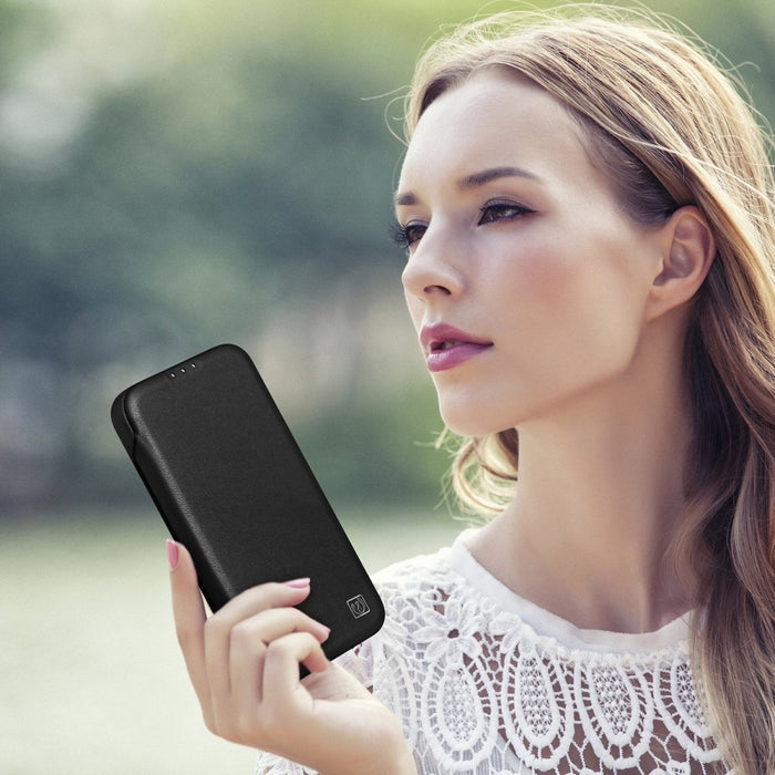Флип Кейс от естествена кожа iCarer CE Premium за iPhone 14, магнитен, съвместим с MagSafe, Черен (WMI14220713-BK)