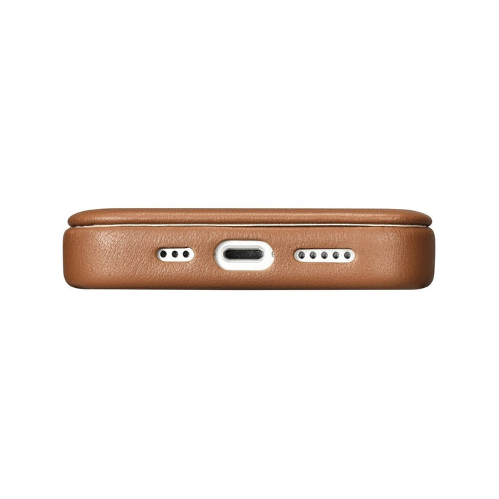Флип Кейс от естествена кожа iCarer CE Premium за iPhone 14, магнитен, съвместим с MagSafe, Кафяв (WMI14220713-BN)