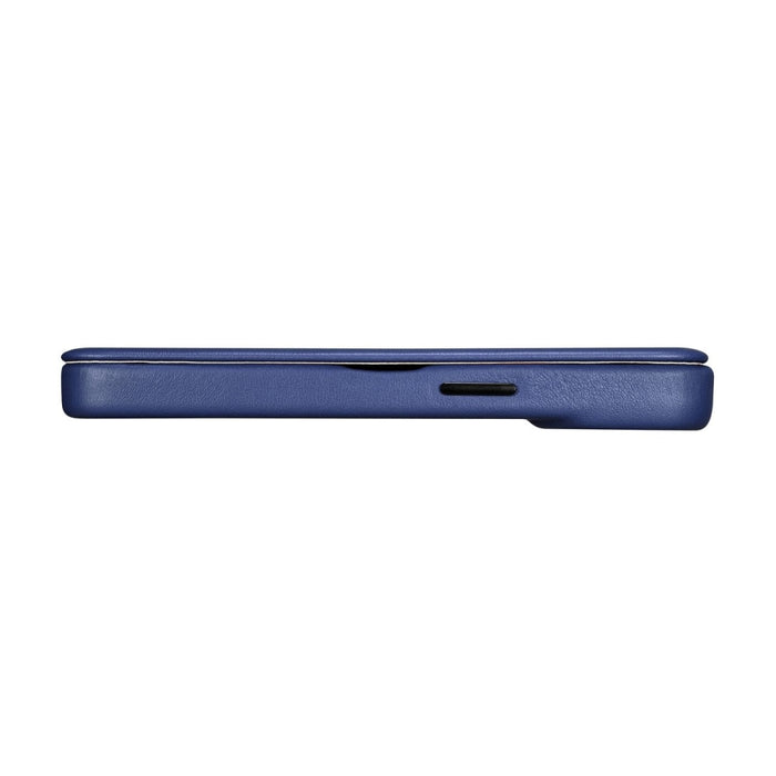 Флип Кейс от естествена кожа iCarer CE Premium за iPhone 14 Pro, магнитен, съвместим с MagSafe, Син (WMI14220714-BU)
