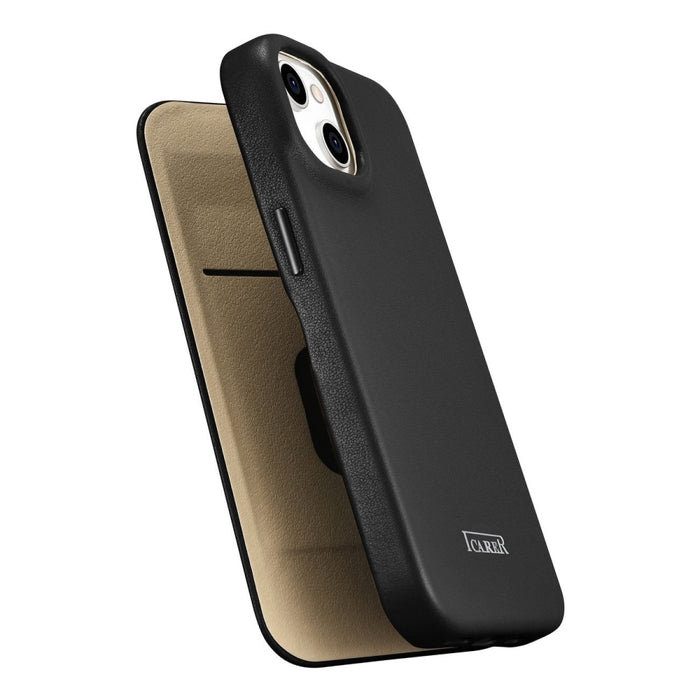 Флип Кейс от естествена кожа iCarer CE Premium за iPhone 14 Plus, магнитен, съвместим с MagSafe, Черен (WMI14220715-BK)