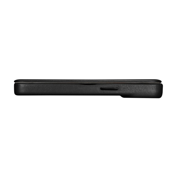 Флип Кейс от естествена кожа iCarer CE Premium за iPhone 14 Plus, магнитен, съвместим с MagSafe, Черен (WMI14220715-BK)