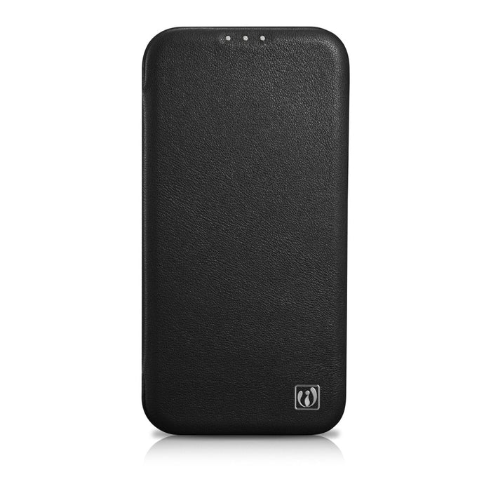 Флип Кейс от естествена кожа iCarer CE Premium за iPhone 14 Plus, магнитен, съвместим с MagSafe, Черен (WMI14220715-BK)
