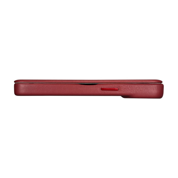 Флип Кейс от естествена кожа iCarer CE Premium за iPhone 14 Plus, магнитен, съвместим с MagSafe, Червен (WMI14220715-RD)