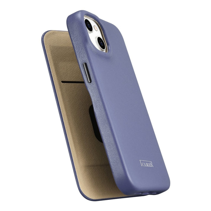 Флип Кейс от естествена кожа iCarer CE Premium за iPhone 14 Plus, магнитен, съвместим с MagSafe, Светлолилав (WMI14220715-LP)