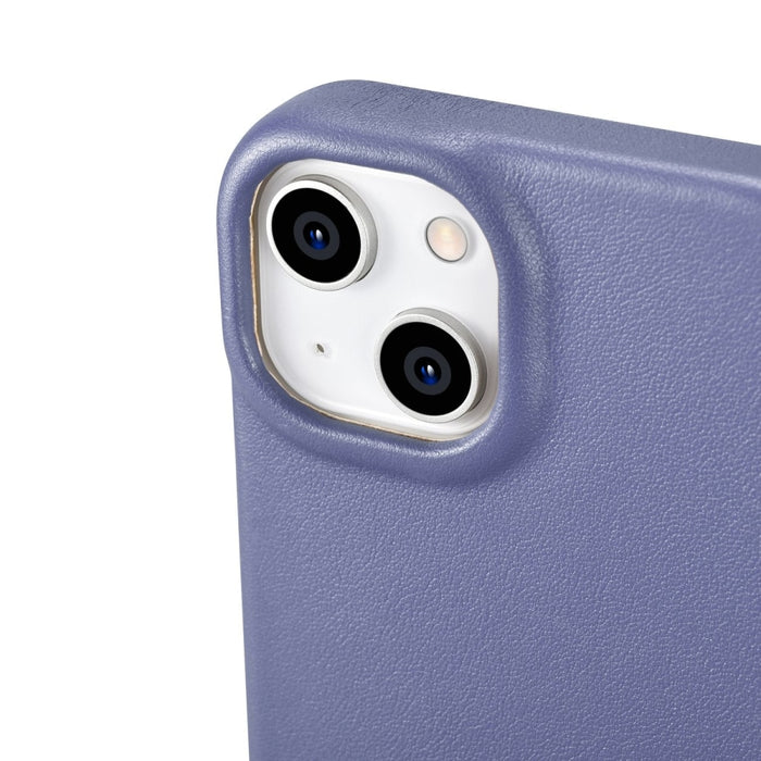 Флип Кейс от естествена кожа iCarer CE Premium за iPhone 14 Plus, магнитен, съвместим с MagSafe, Светлолилав (WMI14220715-LP)