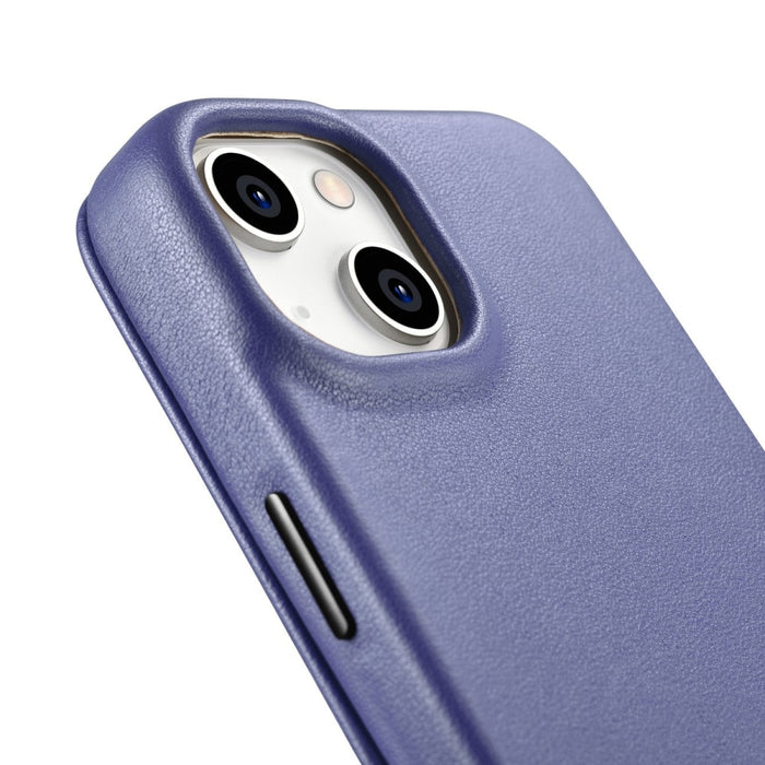 Флип Кейс от естествена кожа iCarer CE Premium за iPhone 14 Plus, магнитен, съвместим с MagSafe, Светлолилав (WMI14220715-LP)