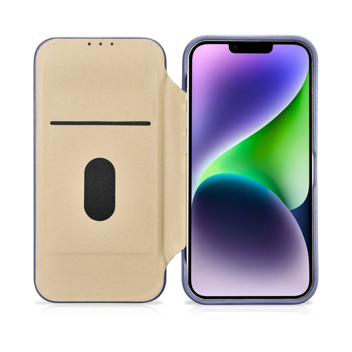 Флип Кейс от естествена кожа iCarer CE Premium за iPhone 14 Plus, магнитен, съвместим с MagSafe, Светлолилав (WMI14220715-LP)