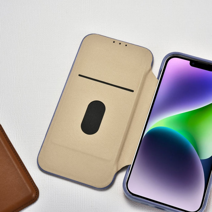 Флип Кейс от естествена кожа iCarer CE Premium за iPhone 14 Plus, магнитен, съвместим с MagSafe, Светлолилав (WMI14220715-LP)
