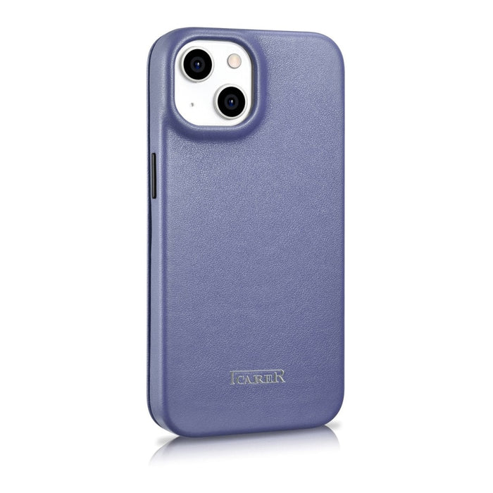 Флип Кейс от естествена кожа iCarer CE Premium за iPhone 14 Plus, магнитен, съвместим с MagSafe, Светлолилав (WMI14220715-LP)