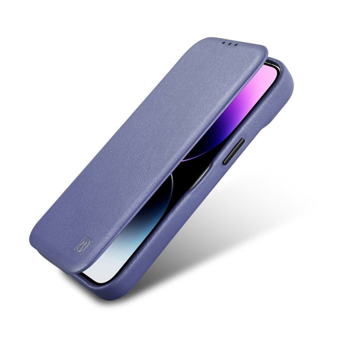 Флип Кейс от естествена кожа iCarer CE Premium за iPhone 14 Plus, магнитен, съвместим с MagSafe, Светлолилав (WMI14220715-LP)