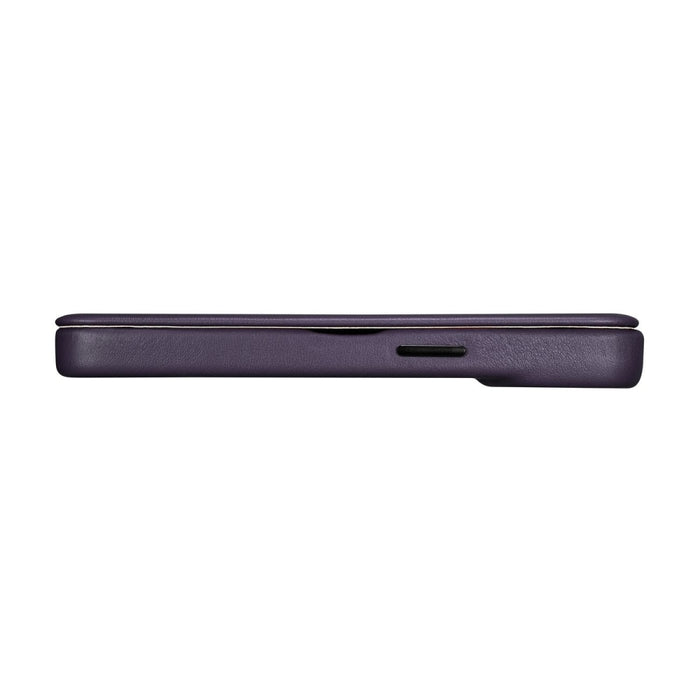 Флип Кейс от естествена кожа iCarer CE Premium за iPhone 14 Pro Max, магнитен, съвместим с MagSafe, Тъмнолилав (WMI14220716-DP)