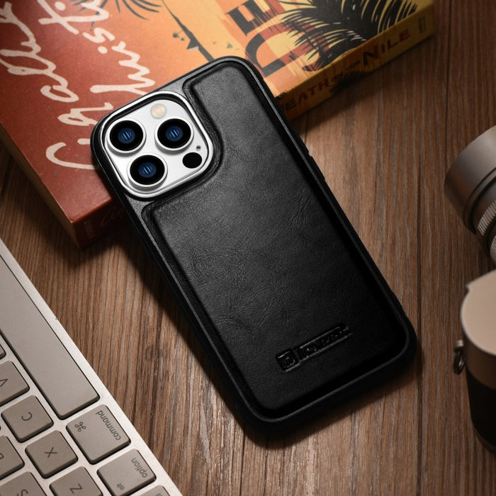 Кейс от естествена кожа iCarer Oil Wax за iPhone 14 Pro Max (съвместим с MagSafe), Черен (WMI14220720-BK)