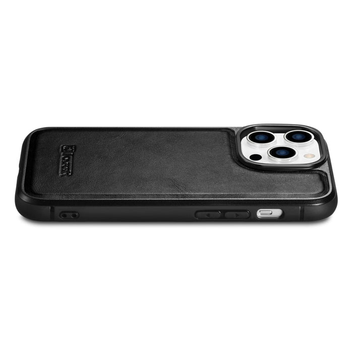 Кейс от естествена кожа iCarer Oil Wax за iPhone 14 Pro Max (съвместим с MagSafe), Черен (WMI14220720-BK)