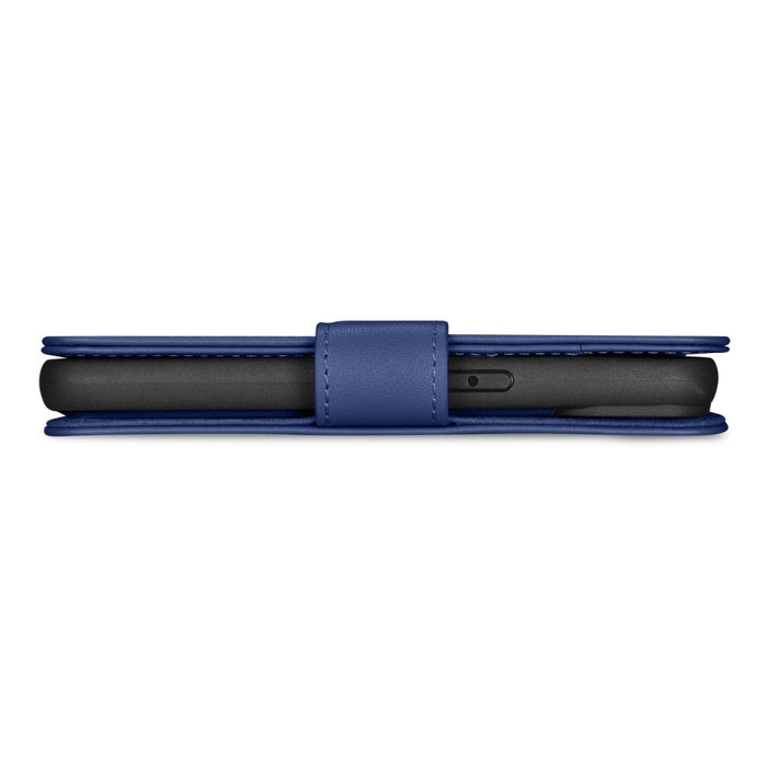 Флип кейс 2в1 от естествена кожа iCarer Wallet Case за iPhone 14, Anti-RFID, син, (WMI14220725-BU)