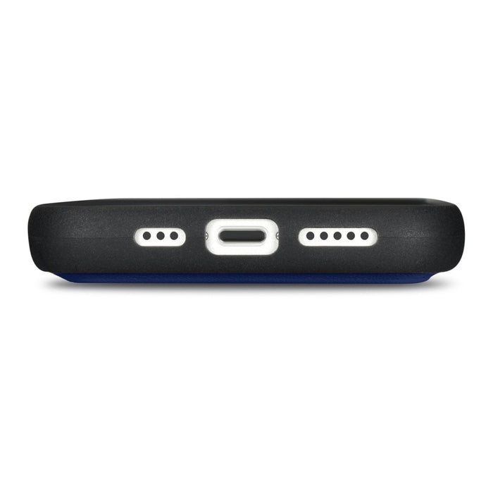 Флип кейс 2в1 от естествена кожа iCarer Wallet Case за iPhone 14, Anti-RFID, син, (WMI14220725-BU)