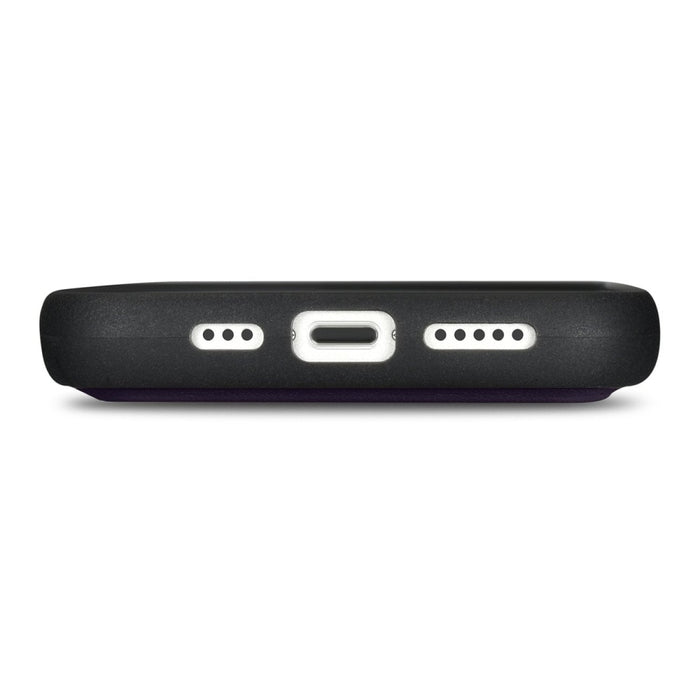 Флип кейс 2в1 от естествена кожа iCarer Wallet Case за iPhone 14 Plus, Anti-RFID, тъмнолилав, (WMI14220727-DP)