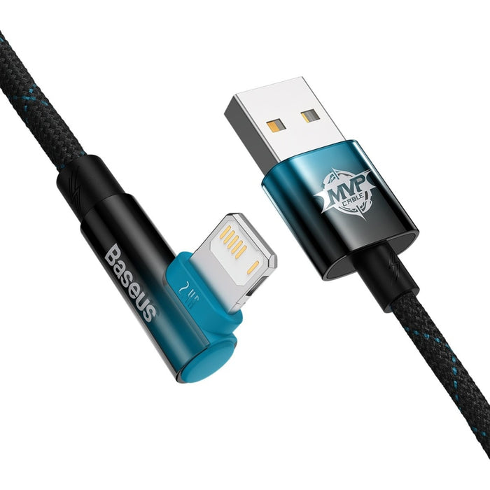 Ъглов кабел Baseus MVP 2 USB към Lightning 2m 2.4A Син
