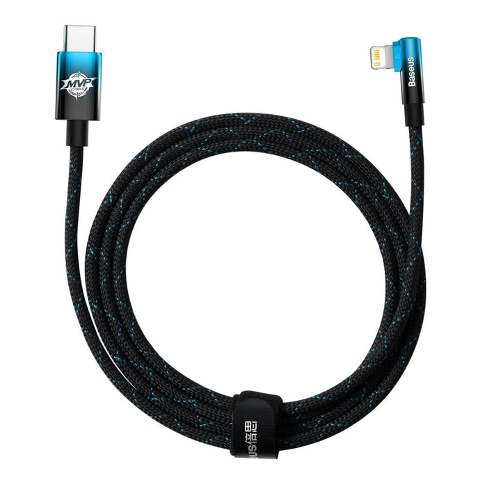 Ъглов кабел Baseus MVP 2, USB-C към Lightning, 2m, 20W, Син