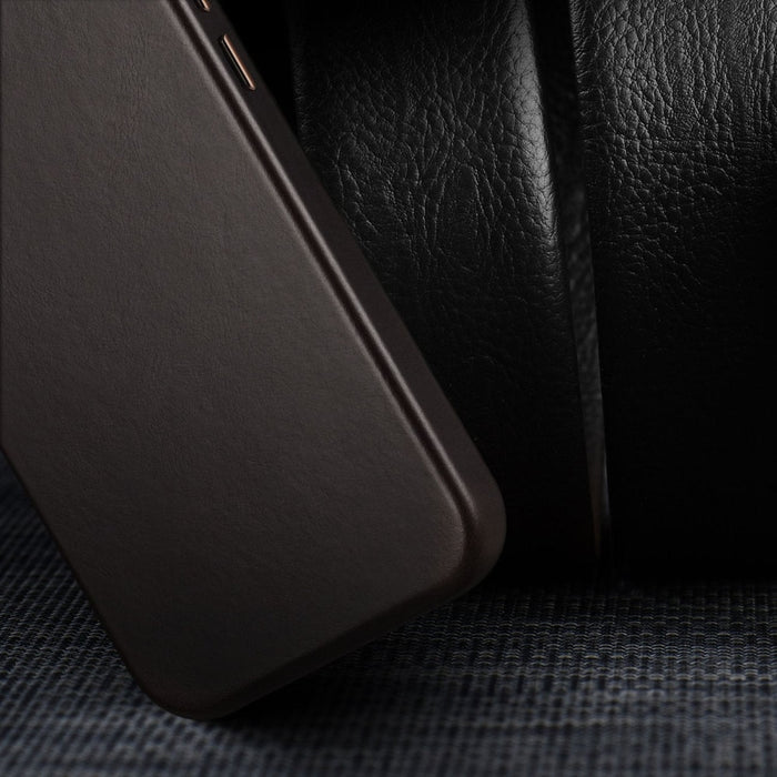 Кожен калъф Dux Ducis Naples, съвместим с MagSafe, за iPhone 14 Plus, тъмнокафяв