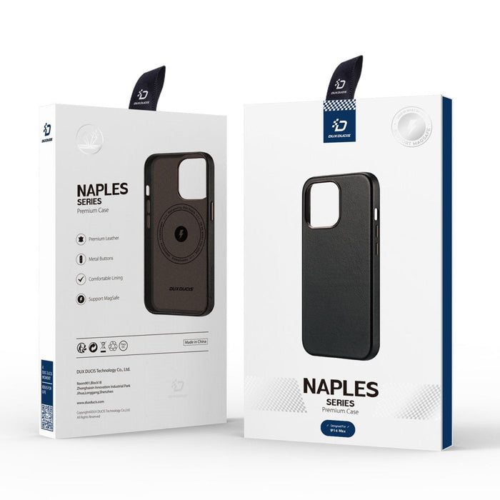 Кожен калъф Dux Ducis Naples, съвместим с MagSafe, за iPhone 14 Plus, тъмнокафяв